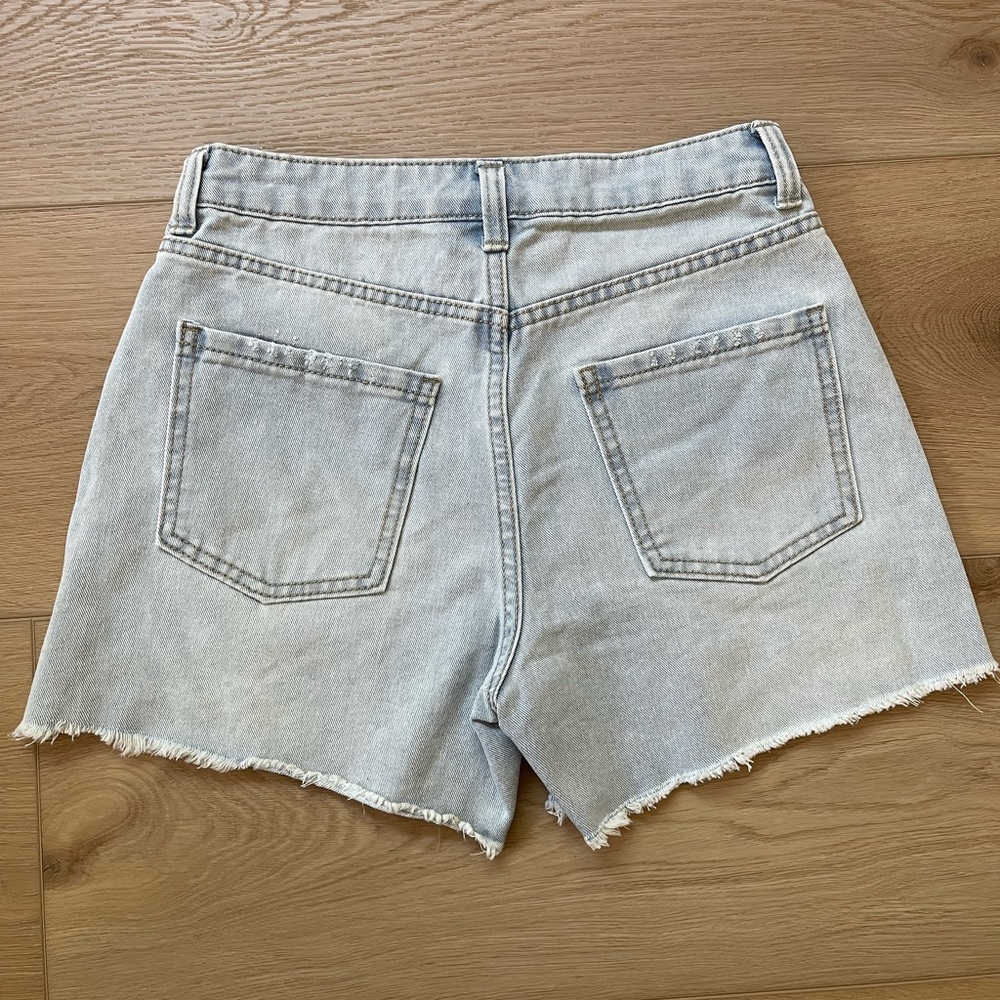 High Rise Light Denim Distressed Shorts - Picture 2 of 2